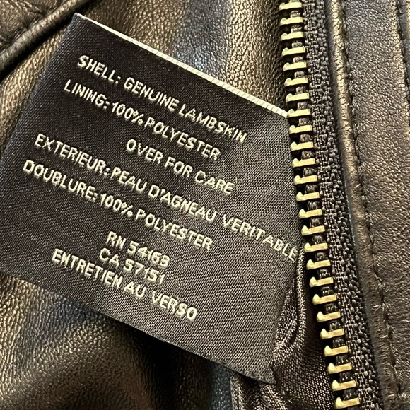 Cole Haan Unisex Sleek Black Leather Jacket Lambskin - Picture 9 of 12